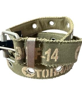 Canvas Webbed Utility Belt Khaki Army Green Rugged Y2K Streetwear Vintage